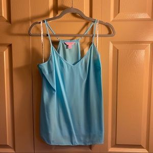Lilly Pulitzer Light Blue Silk Dusk Tank